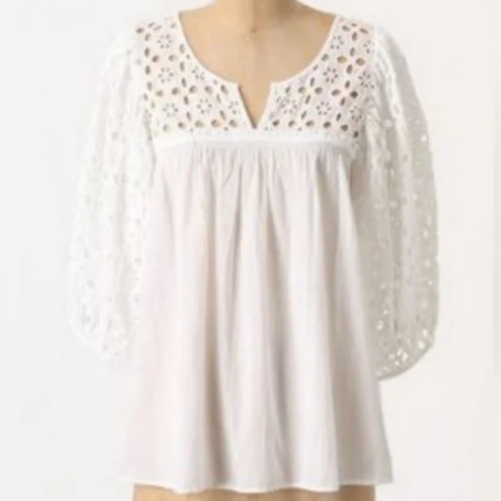 ANTHROPOLOGIE WHITE EYELET TOP